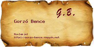 Gorzó Bence névjegykártya